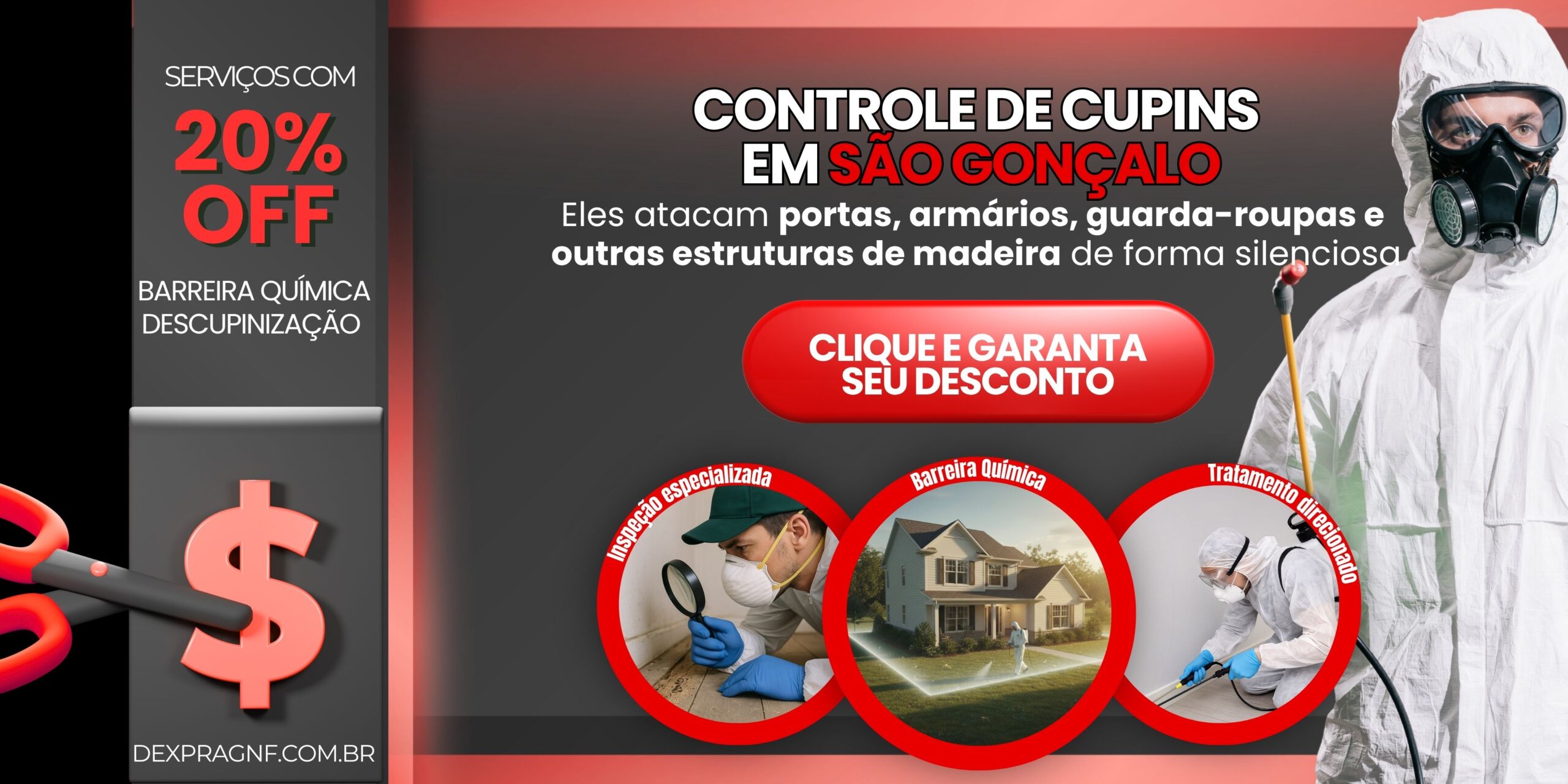 Dedetização de cupim em São Gonçalo com barreira química - Dexprag